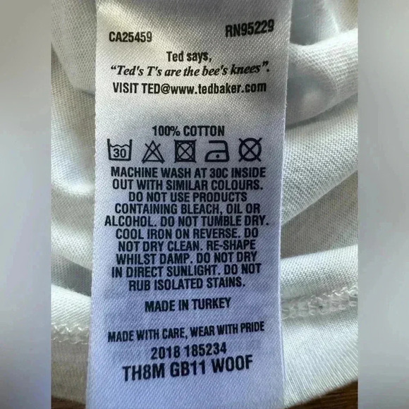 Men's Ted Baker 100% Cotton Patterned Short Sleeve T Shirt Size 4  (Medium) - Picture 6 of 11